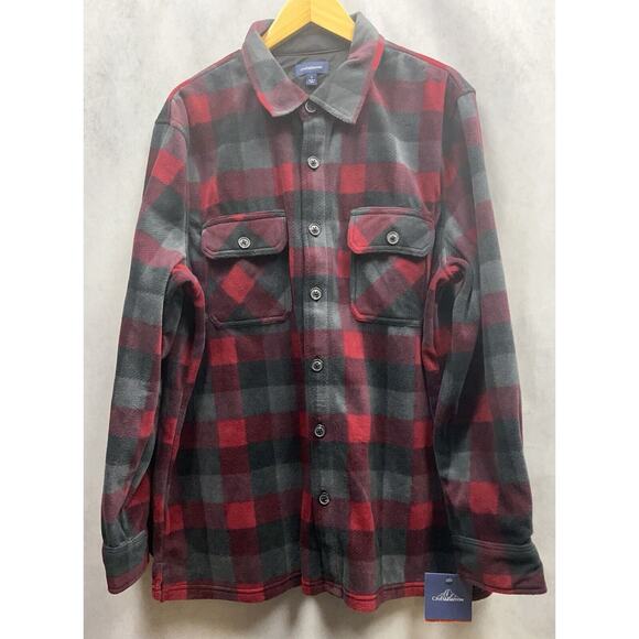 Croft & Barrow Men’s Extra Soft Flannel Shirt Colorful Plaid Red /Black Sz NWT - Picture 4 of 10